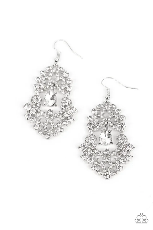 women’s silver hoop earrings -Socianle Sparkle White Earring