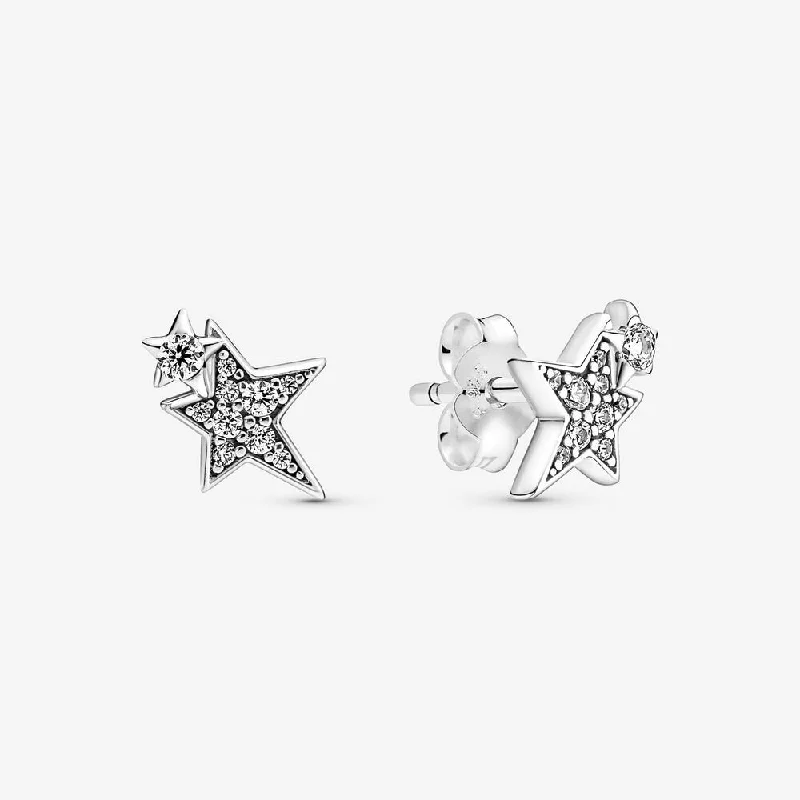 women’s pearl dangling earrings -Sparkling Asymmetric Stars Stud Earrings