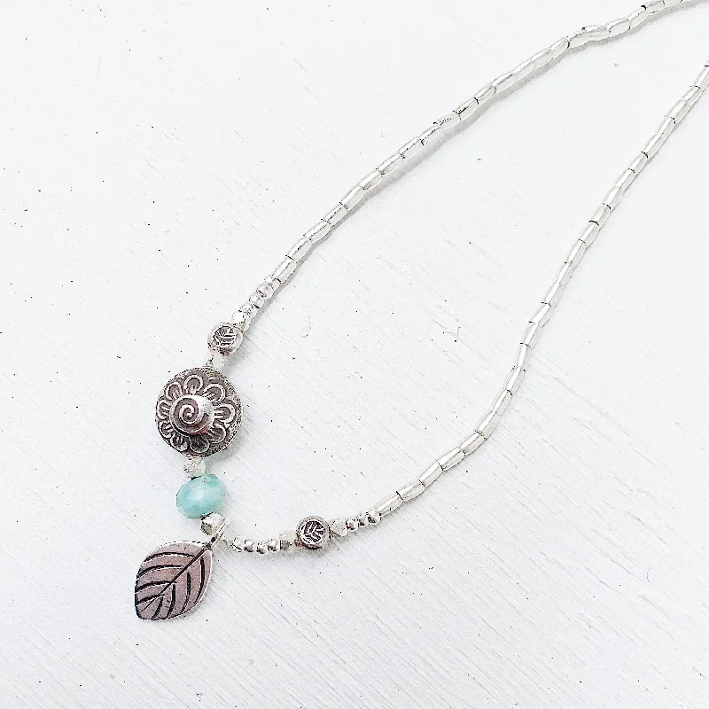 women’s butterfly necklaces -LARIMAR FLOWER NECKLACE