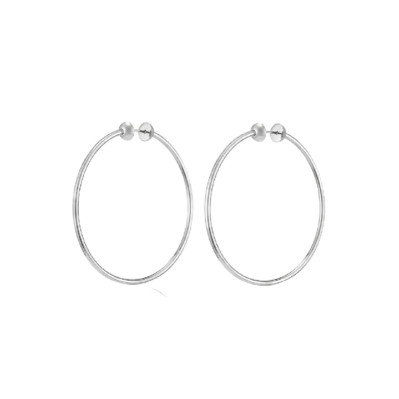 women’s geometric stud earrings -Medium Icon Hoops - Silver