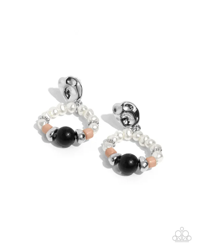 women’s pearl dangling earrings -Swirl Selfie - Black