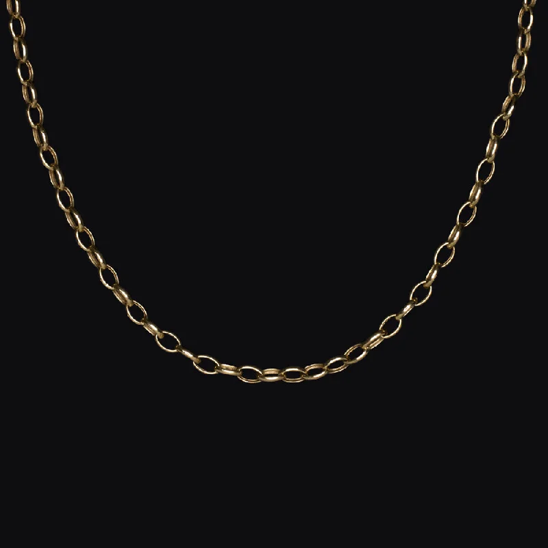 women’s promise rings -OVAL LINK CHAIN NECKLACE SOLID 14K YELLOW GOLD 20 INCH LONG CLASSIC MENS LADIES