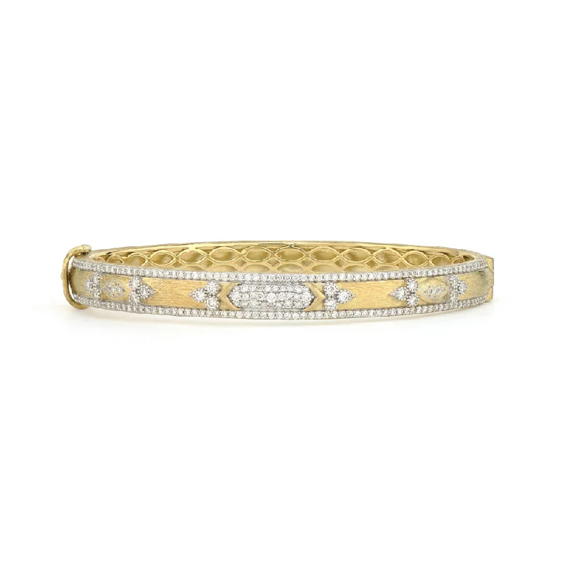 pearl bracelets for women -Moroccan Diamond and Gold Bangle