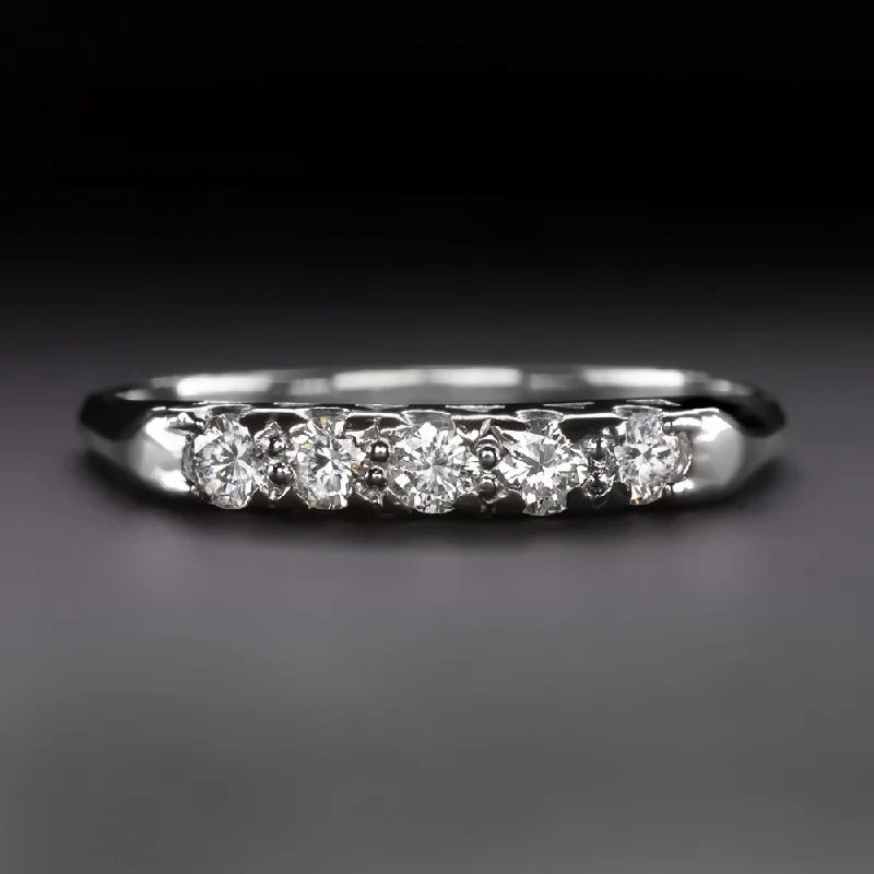 women’s eternity bands -VINTAGE DIAMOND PLATINUM WEDDING RING STACKING BAND 1/4ct F VS NATURAL ROUND CUT