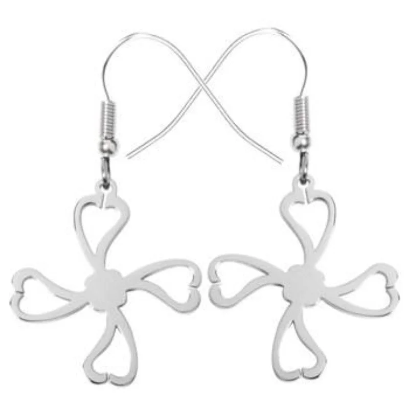 women’s infinity stud earrings -Four Hearts Clover Stainless Steel Earrings