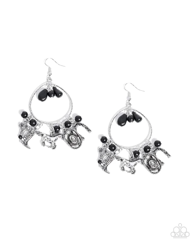 women’s diamond drop earrings -Western Whisper - Black