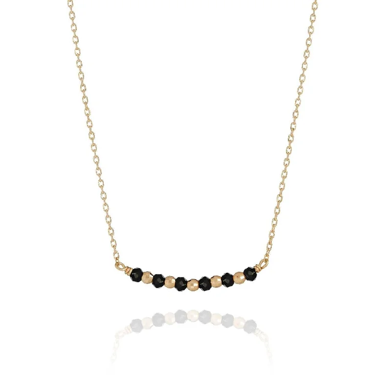 women’s rose gold pendants -Gold Bar Gem Necklace Black Onyx - 18k Gold