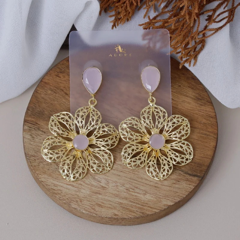 women’s heart-shaped earrings -Manvi Glossy Flower Earring