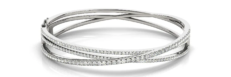 multi-colored bangles for women -18kt White Gold Overlap Diamond Bangle (2 1/4 ctw)