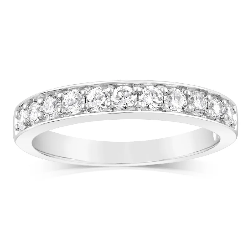 women’s vintage engagement rings -10ct White Gold 0.45 Carat Diamond Eternity Ring with 11 Round Brilliant Cut Diamonds