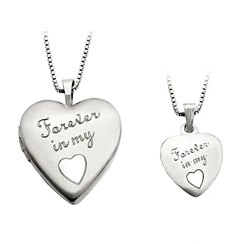 women’s gold chain necklaces -Forever in my Heart Just Like Mommy 925 Silver Locket and Pendant Necklace Set