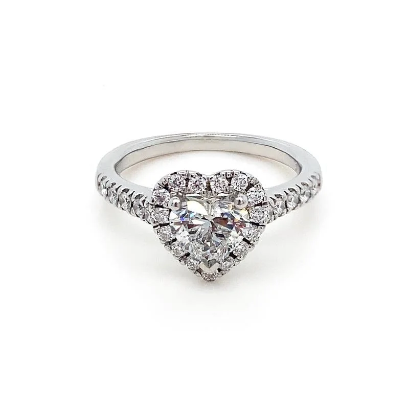 women’s antique engagement rings -Platinum Heart-Shaped Diamond Ring