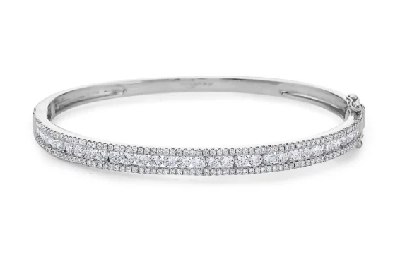 women’s charm bracelets -18kt White Gold Diamond Bangle (2.41 ctw)