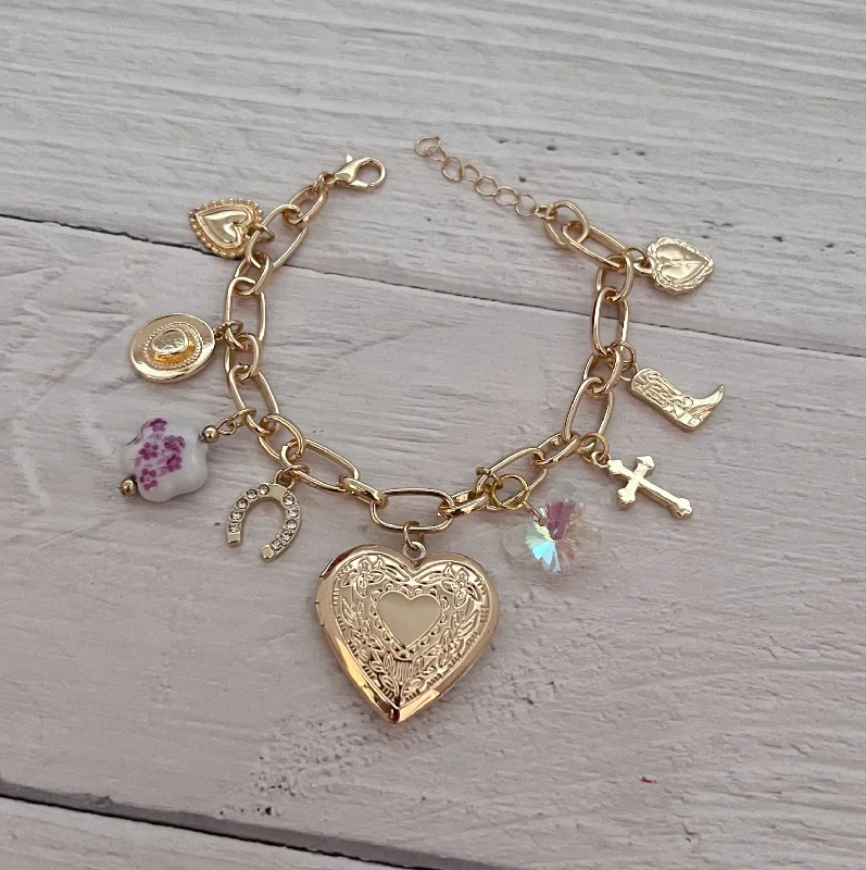 women’s tennis bracelets -Heart Locket Charm Bracelet