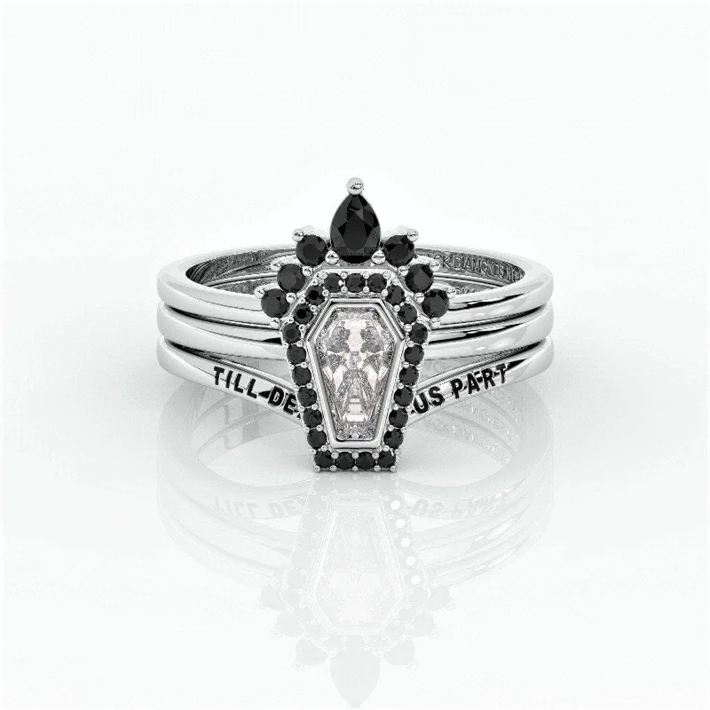 women’s luxurious engagement rings -Until Death Rings- Limited Coffin Shape Diamond Wedding Rings