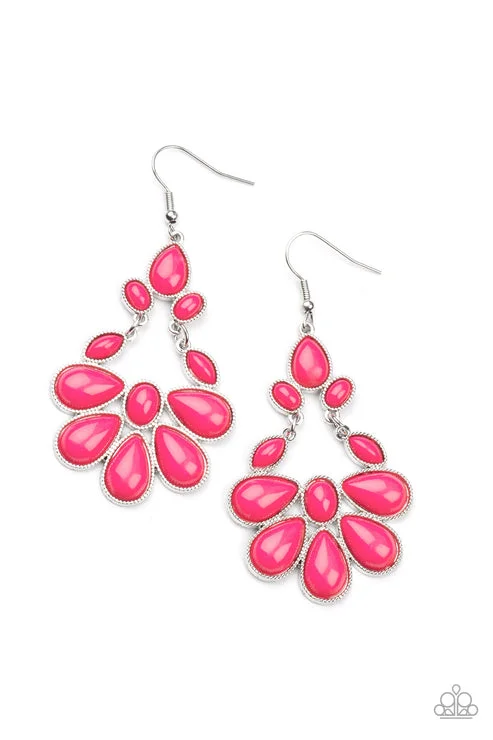 women’s long dangle earrings -Colorfully Canopy Pink Earring