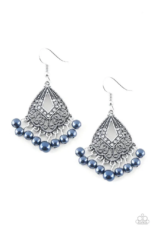 women’s long dangle earrings -Gracefully Gatsby Blue Earring