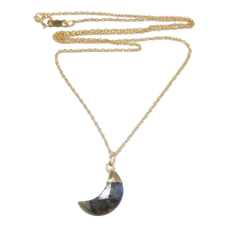 personalized necklaces for women -Labradorite Necklace Rainbow Moon 24-Karat Gold