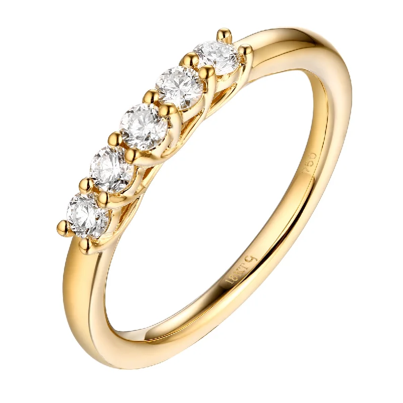 women’s modern engagement rings -14KT Yellow Gold 5 Diamond Band - S201978B