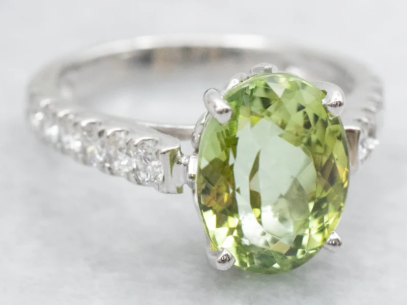 women’s heart-shaped engagement rings -Modern Green Tourmaline and Diamond Ring