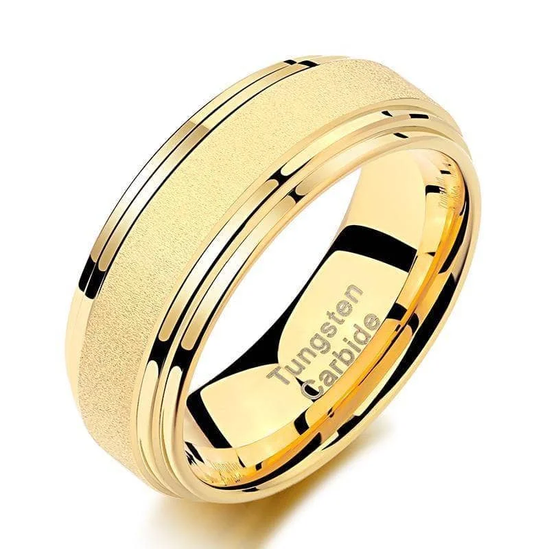 women’s timeless engagement rings -8mm Gold Tungsten Carbide Men's Wedding Rings