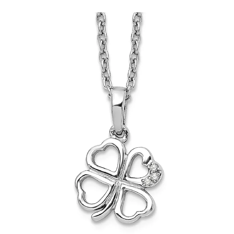 women’s simple chain necklaces -White Ice .01ct Diamond Clover Pendant Necklace Sterling Silver