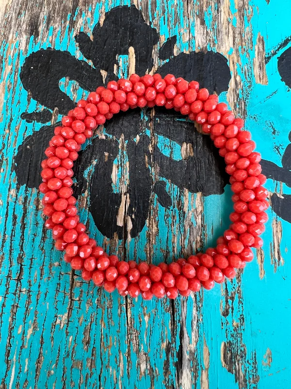 men’s and women’s matching bracelets -Coral Beaded Stretchy Bracelet