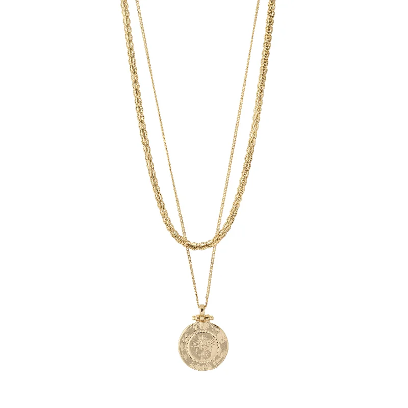 women’s dainty necklaces -NOMAD 2-in-1 coin necklace gold-plated