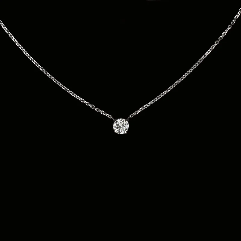 women’s chunky rings -DIAMOND SOLITAIRE NECKLACE 14K WHITE GOLD 0.31ct VERY GOOD CUT ROUND PENDANT