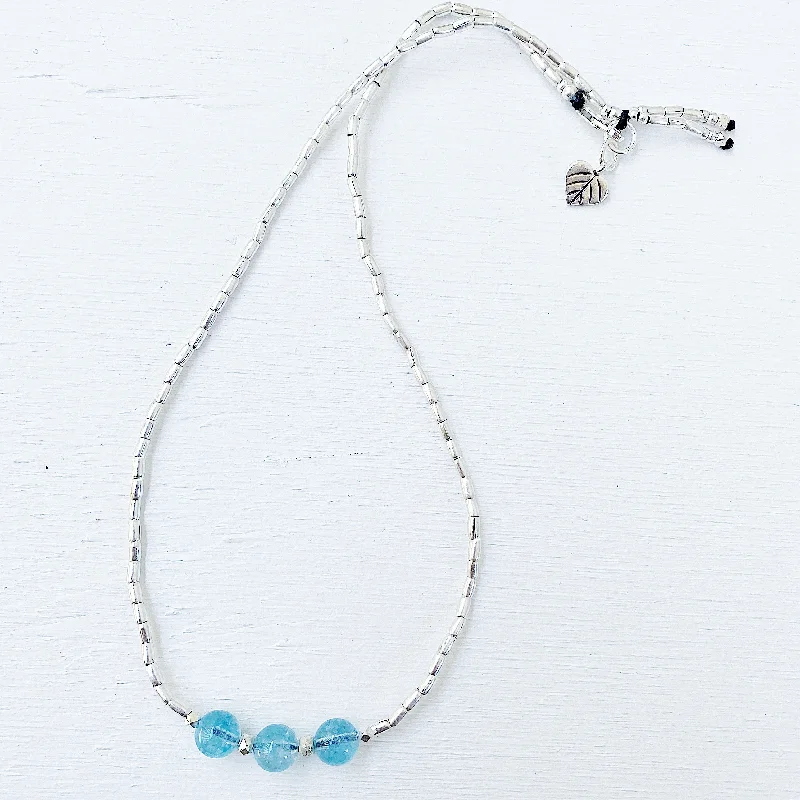 women’s friendship necklaces -AQUAMARINE COURAGE NECKLACE