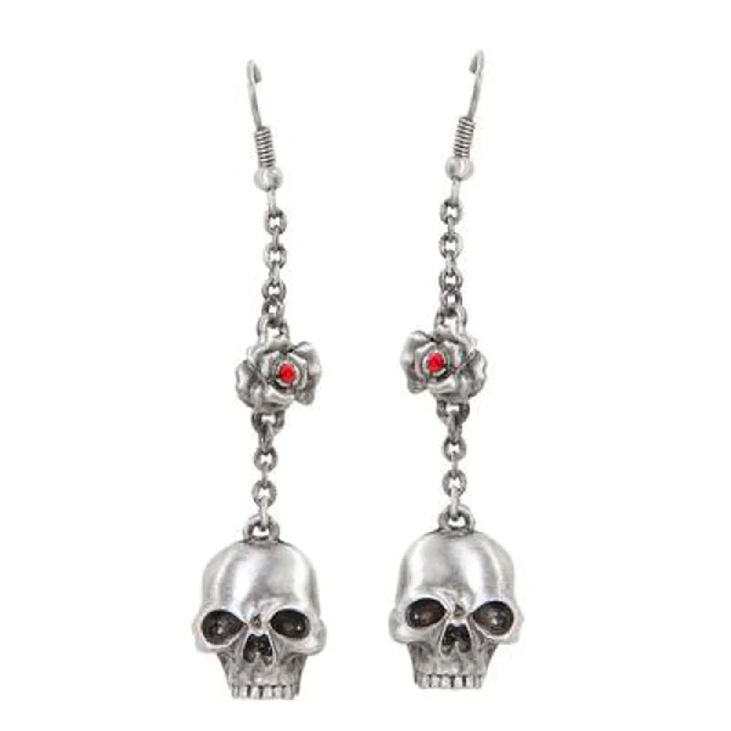 women’s bold stud earrings -Skull Rose Earrings