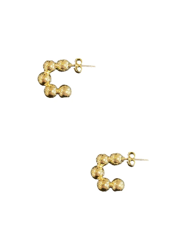 women’s sterling silver earrings -Ball Hoop Earrings - Gold