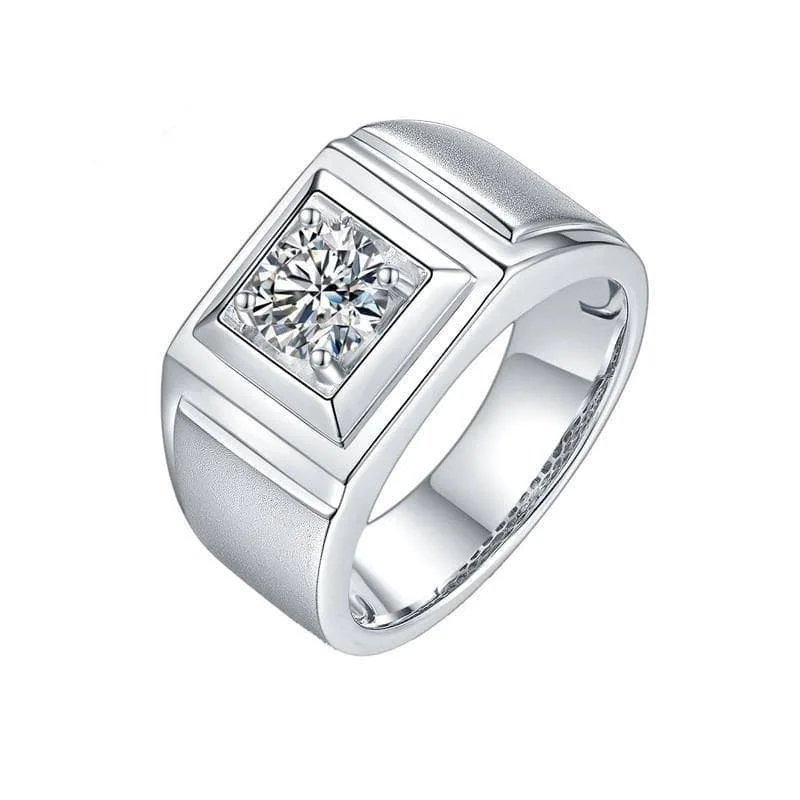 women’s vintage solitaire engagement rings -1.0Ct 6.5mm D Color Diamond Ring for Men