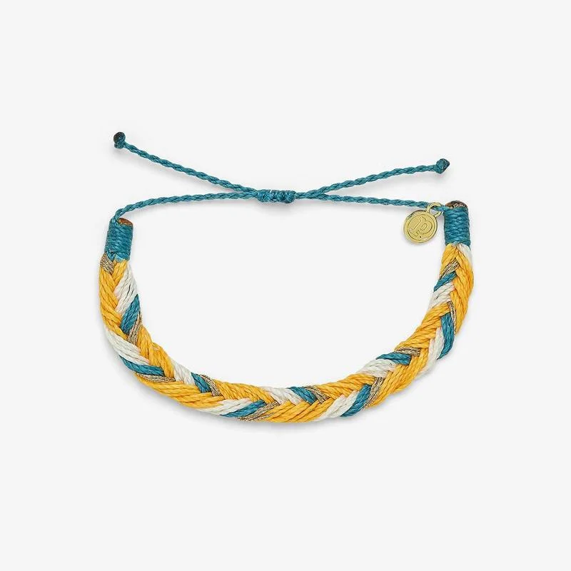 dainty bracelets for women -PuraVida Fishtail Braid Bracelet, Sunshine