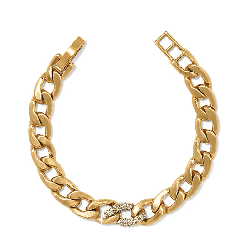 statement bangles for women -Cleo Pave Link Bracelet/Gold