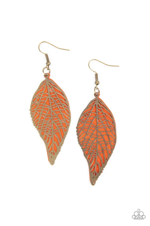 women’s diamond earring sets -Leafy Luxury Orange Earring