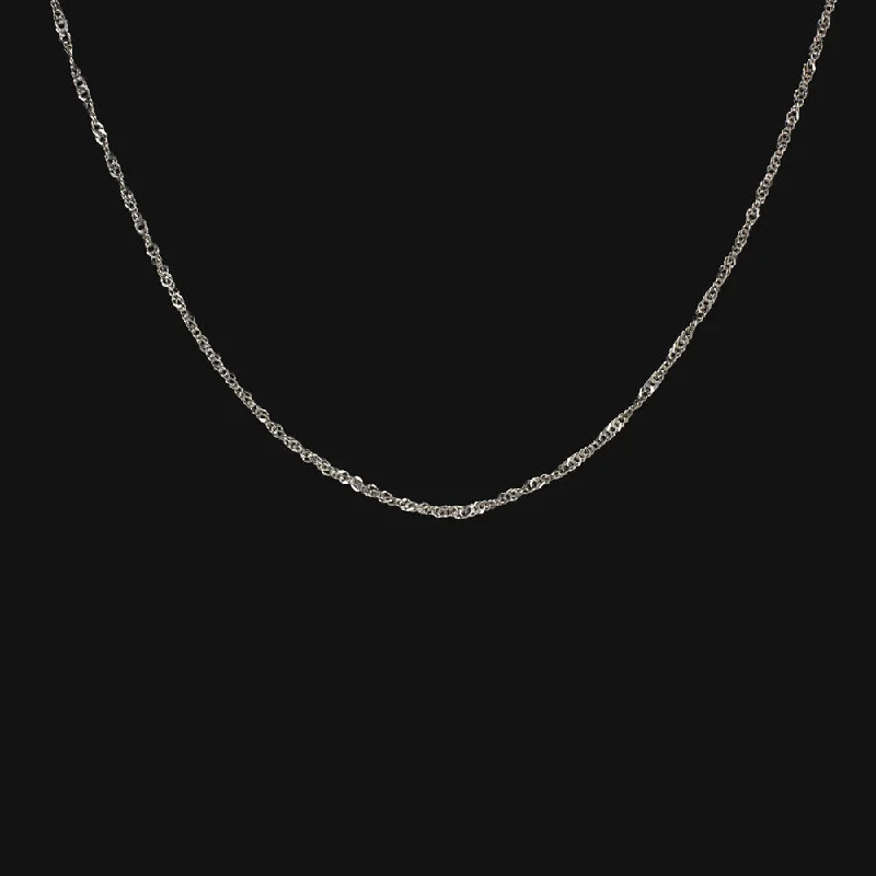 women’s trendy rings -14k WHITE GOLD DIAMOND CUT CHAIN 17in 0.76mm NECKLACE CLASSIC DAINTY THIN ROPE