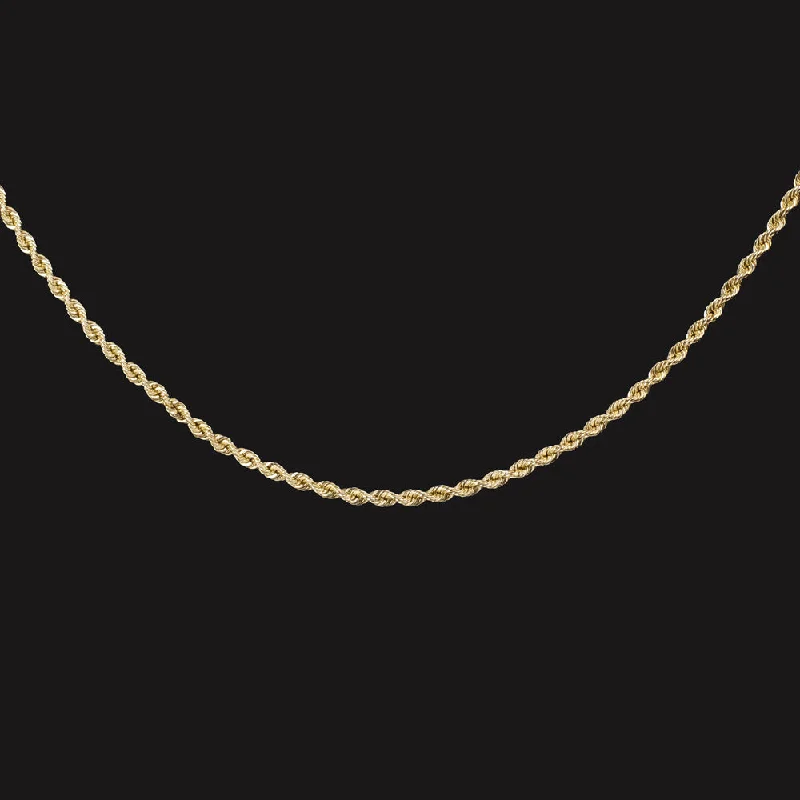 custom rings for women -14k YELLOW GOLD ROPE CHAIN 18 INCH 1.3mm NECKLACE CLASSIC TWIST MENS LADIES