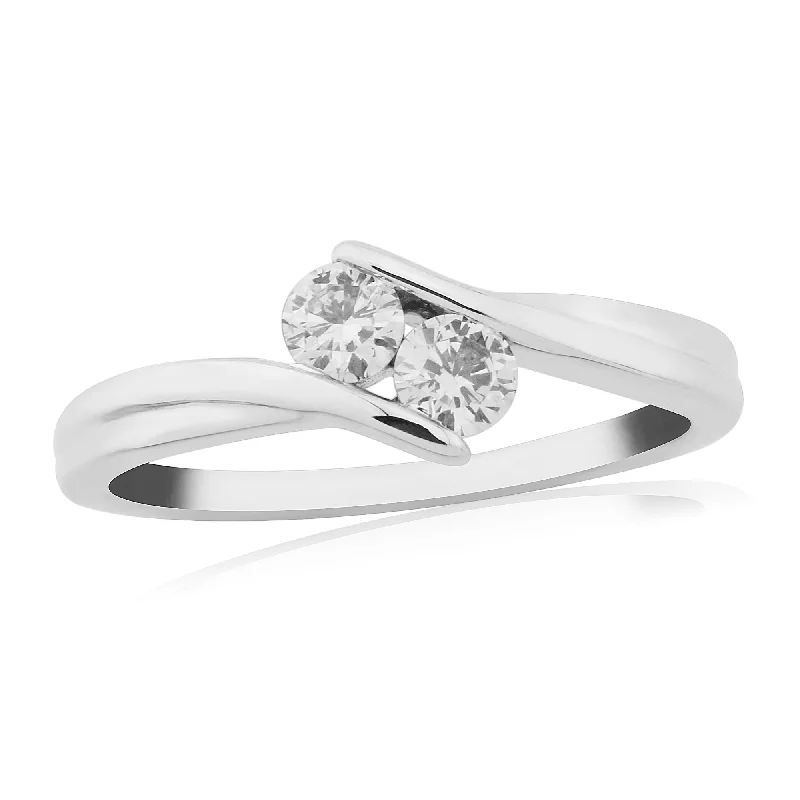 women’s classic engagement rings -9ct White Gold 2 Diamond Ring