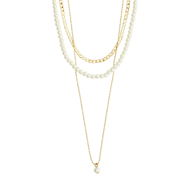 women’s elegant pendant necklaces -BAKER necklace 3-in-1 set gold-plated