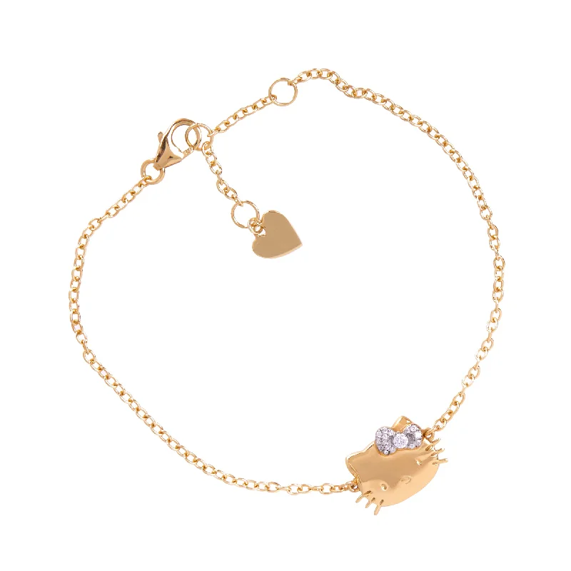 women’s bangles set -Hello Kitty Gold Plated Sparkle Bow Bracelet