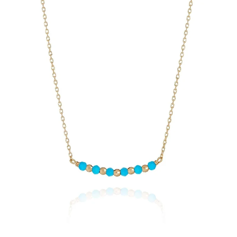 women’s engraved pendant necklaces -Gold Bar Gem Necklace Turquoise - 18k Gold