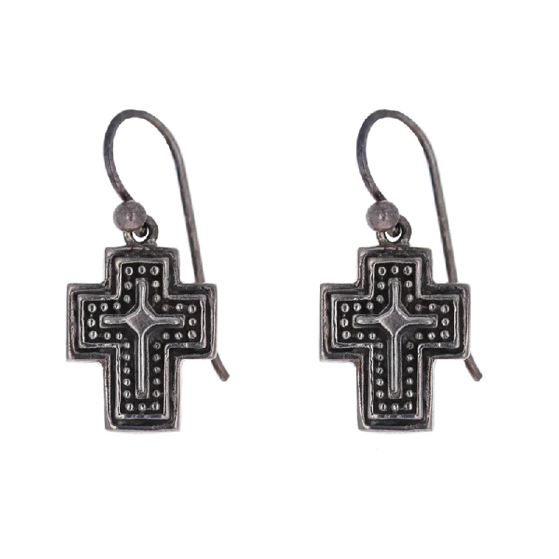 women’s gold chandelier earrings -Beaded Cross Earrings