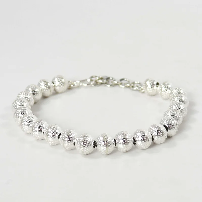 women’s gemstone bracelets -Silver Bead Bracelet