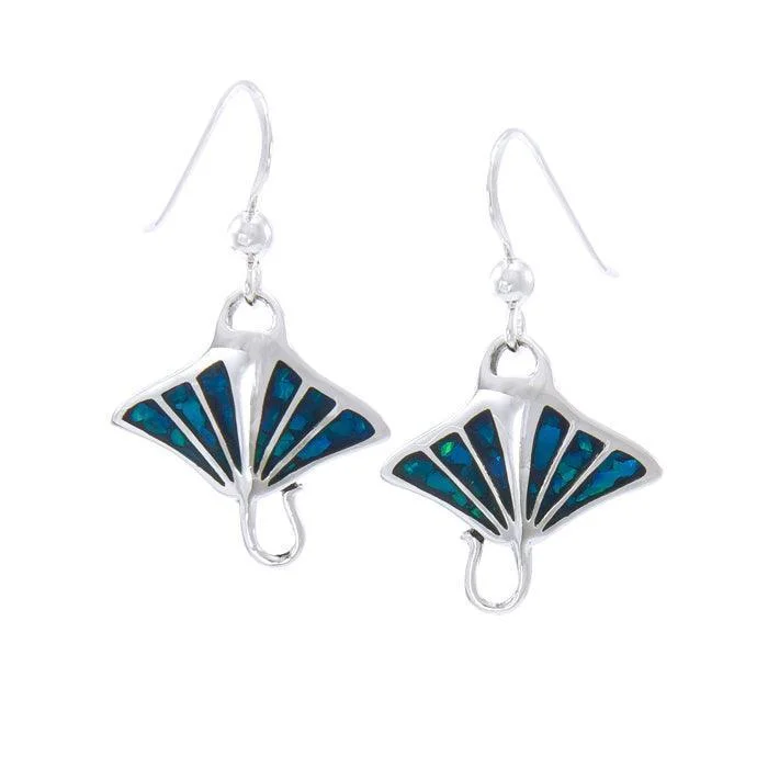 women’s chandelier earrings -Manta Ray Sterling Silver Hook Earring TE2500