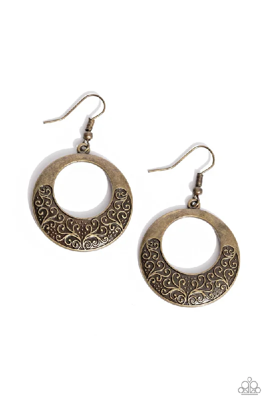 women’s pearl earrings -Secret Vineyards Brass Earring