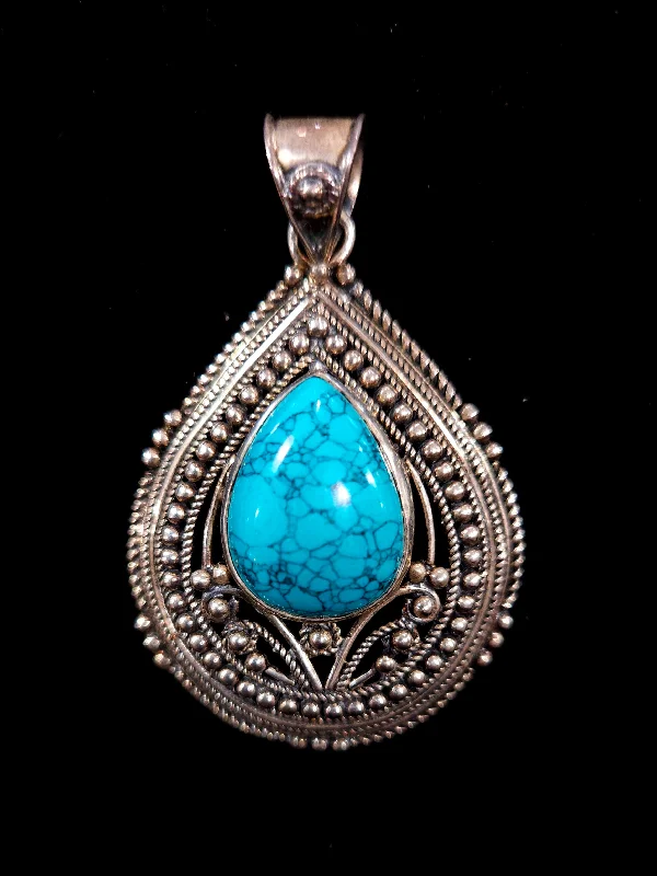 women’s gemstone necklaces -Stirling Silver Turquoise Pendant