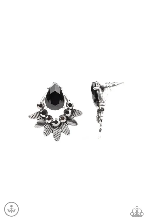 women’s sapphire earrings -Crystal Canopy Black Post Earring