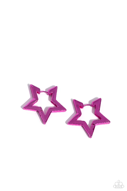 women’s clip-on earrings -In A Galaxy STAR, STAR Away - Pink