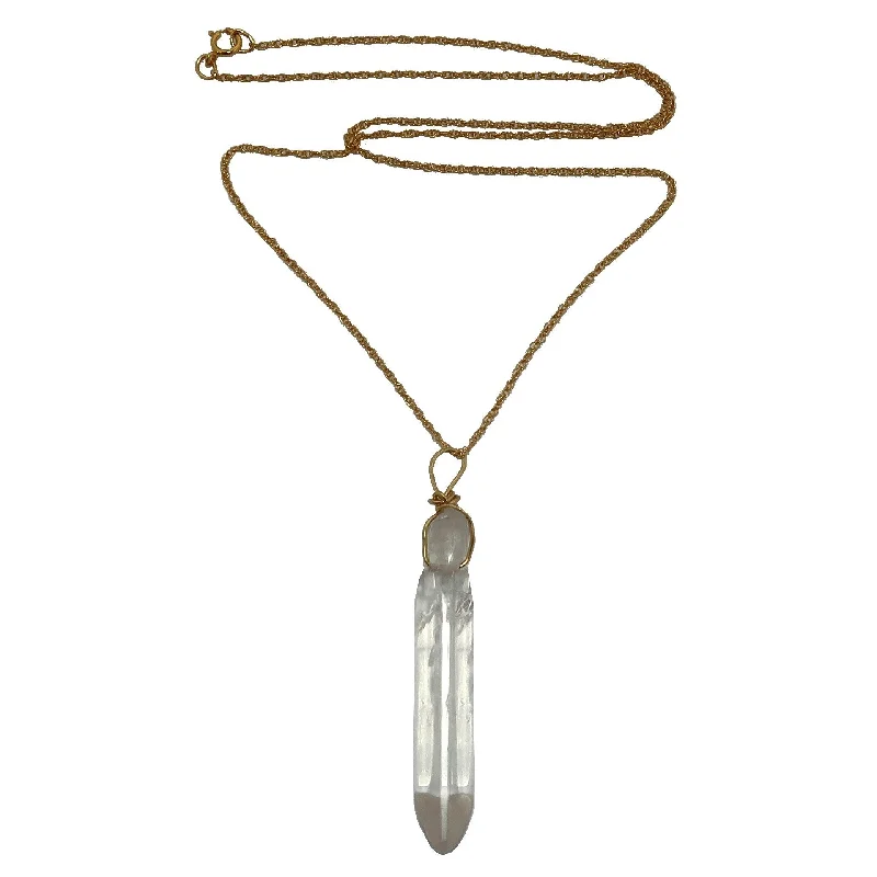 women’s stacking necklaces -Clear Quartz Necklace Raw Crystal Point